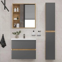 Тумба с раковиной SanStar Graffa 70 подвесная, дуб вотан, раковина Como