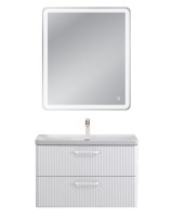 Мебель для ванной комнаты BelBagno Due 80 ручки белые, белый металлик