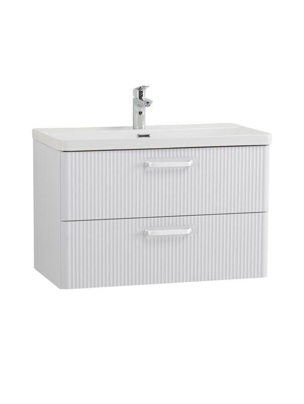 Мебель для ванной комнаты BelBagno Due 80 ручки белые, белый металлик