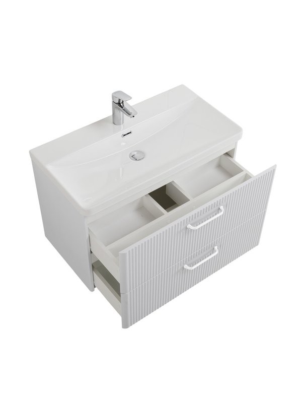 Мебель для ванной комнаты BelBagno Due 80 ручки белые, белый металлик