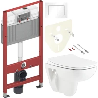 Комплект Унитаз подвесной Seramiksan Petite + Крышка AG50006 с микролифтом + Инсталляция TECE Base 9400413 4 в 1 с кнопкой смыва