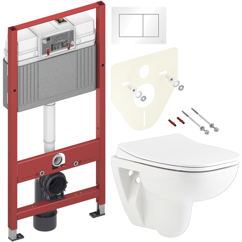 Комплект Унитаз подвесной Seramiksan Petite + Крышка AG50006 с микролифтом + Инсталляция TECE Base 9400413 4 в 1 с кнопкой смыва
