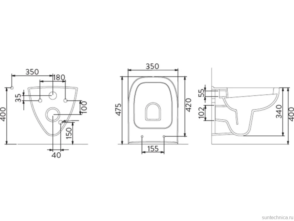 Комплект Унитаз подвесной Seramiksan Petite + Крышка AG50006 с микролифтом + Инсталляция TECE Base 9400413 4 в 1 с кнопкой смыва