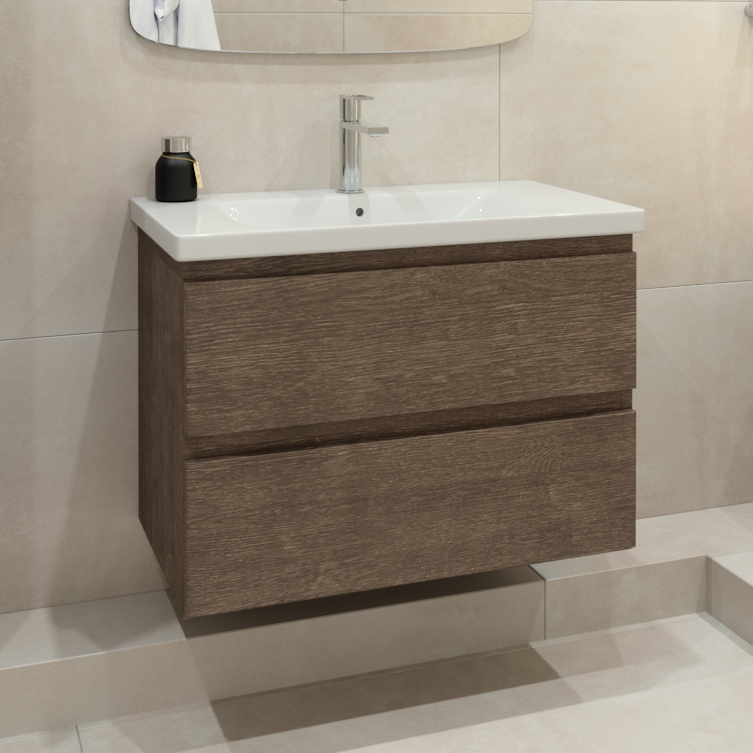 Тумба под раковину без столешницы Caprigo Forte 80 подвесная, шоколадный орех