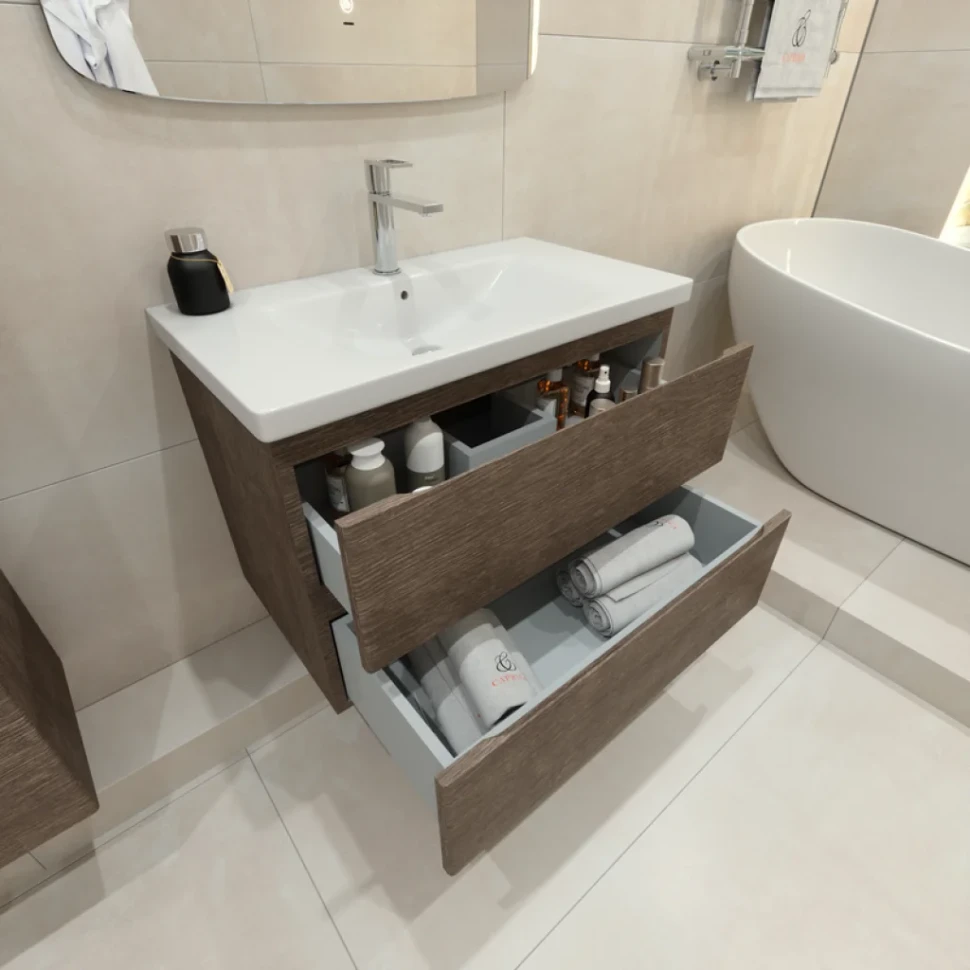 Тумба под раковину без столешницы Caprigo Forte 80 подвесная, шоколадный орех