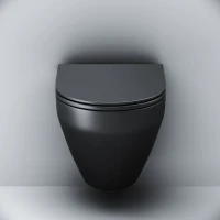Комплект Унитаз подвесной AM.PM Spirit V2.0 FlashClean с микролифтом, черный матовый + Крепления Geberit Duofix 111.815.00.1 к стене + Звукоизоляция + Инсталляция UP 320 111.300.00.5 + Кнопка Sigma 01 115.770.DW.5 черная
