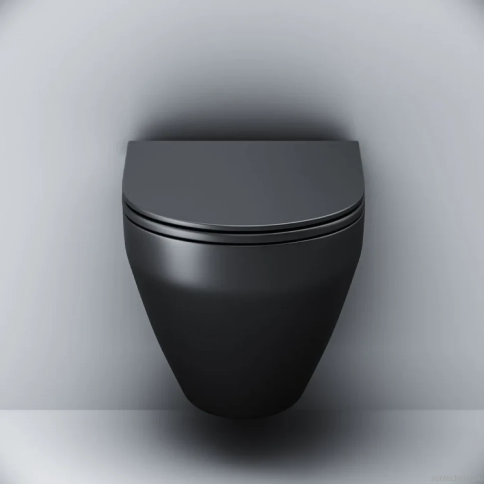 Комплект Унитаз подвесной AM.PM Spirit V2.0 FlashClean с микролифтом, черный матовый + Крепления Geberit Duofix 111.815.00.1 к стене + Звукоизоляция + Инсталляция UP 320 111.300.00.5 + Кнопка Sigma 01 115.770.DW.5 черная