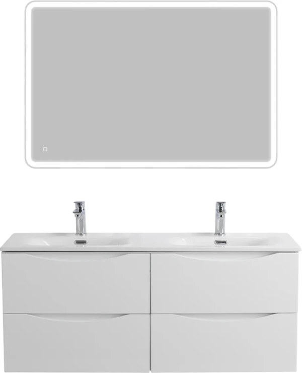Мебель для ванной комнаты BelBagno Marino-cer-n 120 подвесная, bianco lucido, для двоих