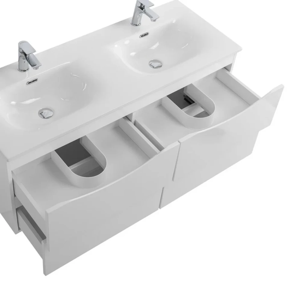 Мебель для ванной комнаты BelBagno Marino-cer-n 120 подвесная, bianco lucido, для двоих