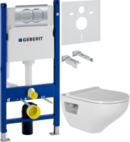 Комплект Унитаз подвесной Bien Ion безободковый, с биде + Инсталляция Geberit Duofix Delta 458.149.21.1 с кнопкой смыва, хром + Звукоизоляция