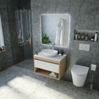 Тумба с раковиной Teymi Ritta 65 дуб эврика, матовая белая, раковина Lori 60