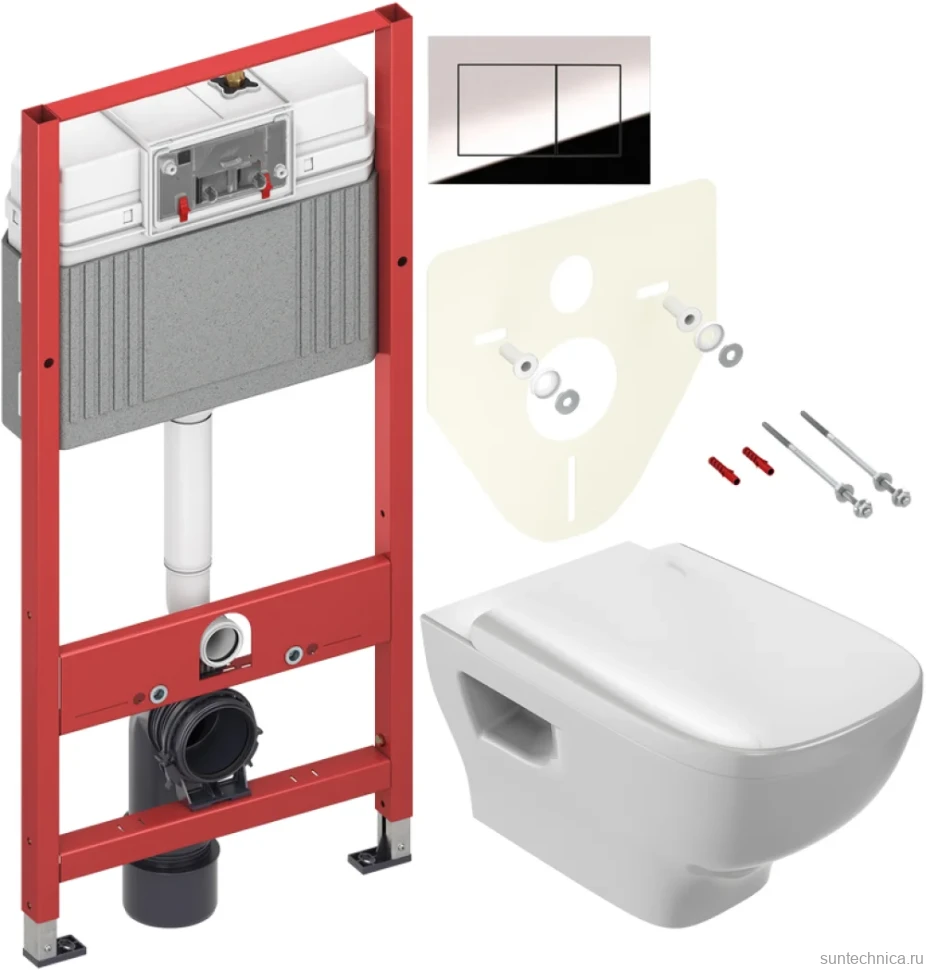 Комплект Унитаз подвесной Jacob Delafon Struktura EDE102 + Крышка E70024-WTE с микролифтом + Инсталляция TECE Now 9400412 4 в 1 с кнопкой смыва