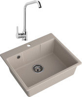 Комплект Мойка GranFest Urban 658 песочная + Смеситель MEGA Ege MG-PL10 хром