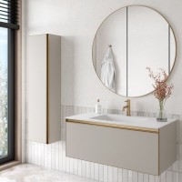 Тумба под раковину без столешницы Armadi Art Quatro 1 100 cashmere, профиль matt gold