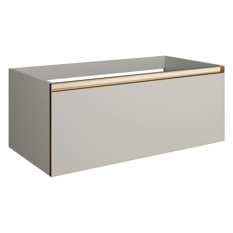 Тумба под раковину без столешницы Armadi Art Quatro 1 100 cashmere, профиль matt gold