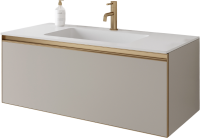 Тумба под раковину без столешницы Armadi Art Quatro 1 100 cashmere, профиль matt gold