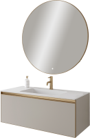 Тумба под раковину без столешницы Armadi Art Quatro 1 100 cashmere, профиль matt gold