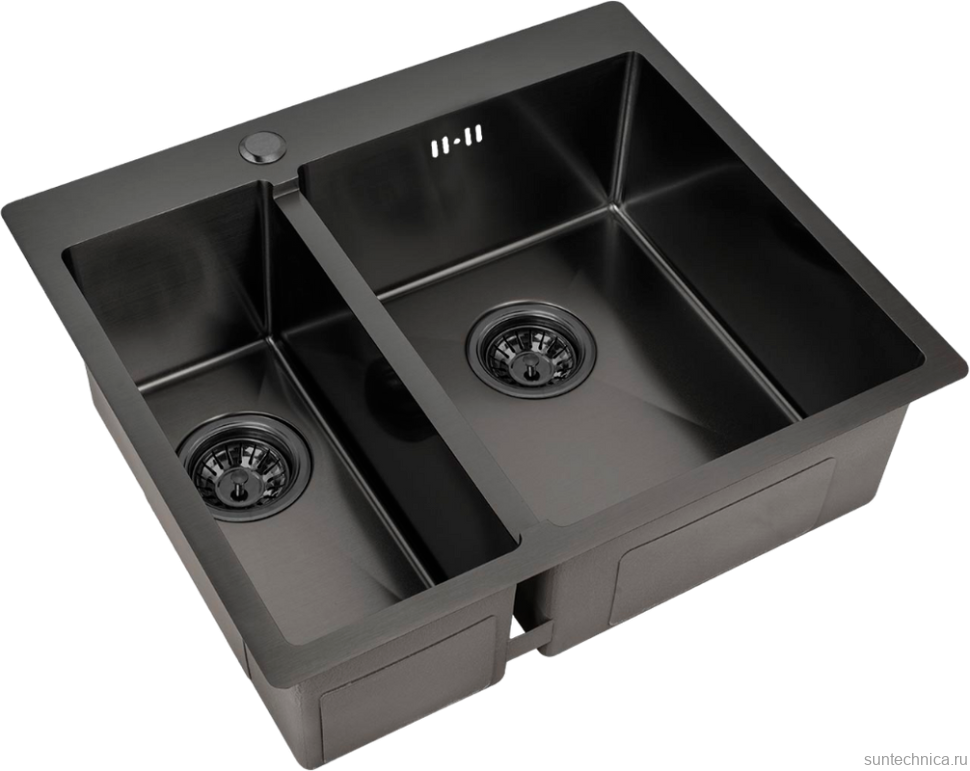 Комплект Мойка Zorg Inox PVD 59-2-51-R GRAFIT R, графит + Измельчитель Inox D