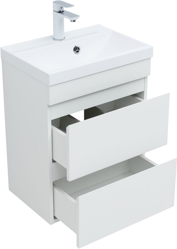 Тумба под раковину без столешницы Aquanet Нота new 50 подвесная, белая глянцевая