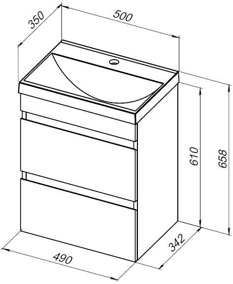 Тумба под раковину без столешницы Aquanet Нота new 50 подвесная, белая глянцевая