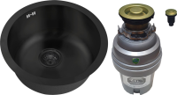 Комплект Мойка Zorg PVD Grafit SZR-500 графит + Измельчитель ZR-75 D BRONZE