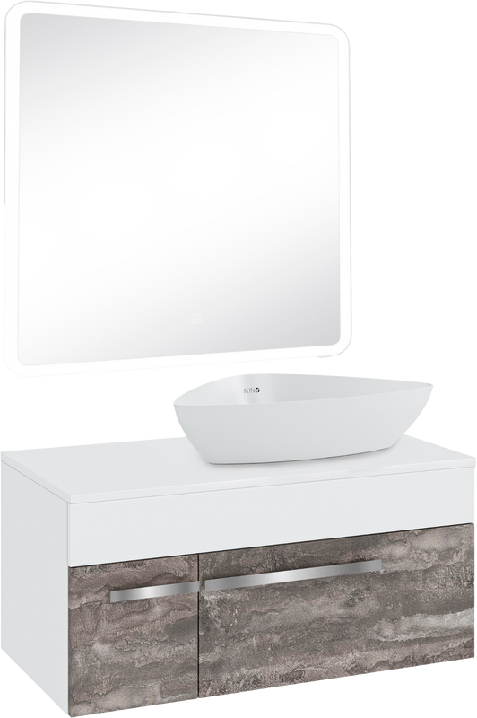 Мебель для ванной комнаты Runo Вудлайн 85 железный камень, раковина Terzo 60