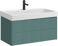 Тумба с раковиной Belux Сиртаки 120 подвесная, голубой малахит матовый