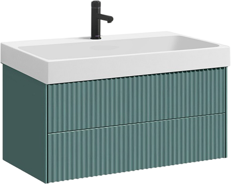 Тумба с раковиной Belux Сиртаки 120 подвесная, голубой малахит матовый