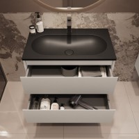 Тумба с раковиной Vincea Welle 80 m.white soft-touch, раковина VCB-4H800A антрацит