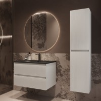 Тумба с раковиной Vincea Welle 80 m.white soft-touch, раковина VCB-4H800A антрацит