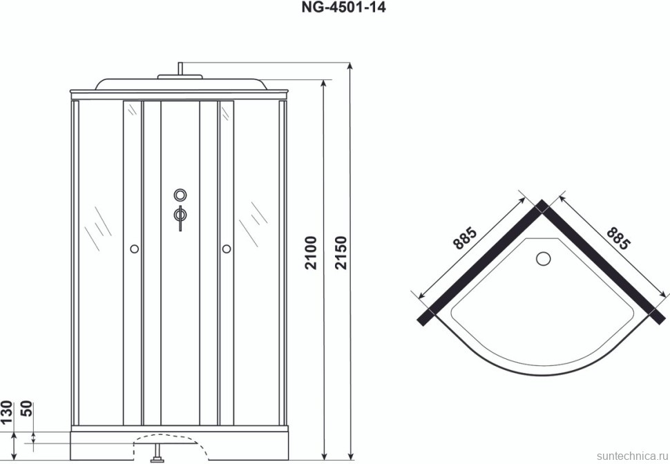 Душевая кабина Niagara NG-4501-14 BLACK с низким поддоном