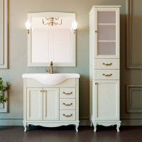 Мебель для ванной комнаты ValenHouse Эллина 80 слоновая кость, фурнитура бронза