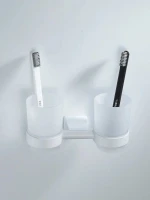 Стакан для зубных щеток / стакан для ванной комнаты двойной Shevanik SG5722C, белый Стакан для зубных щеток / стакан для ванной комнаты двойной Shevanik SG5722C, белый