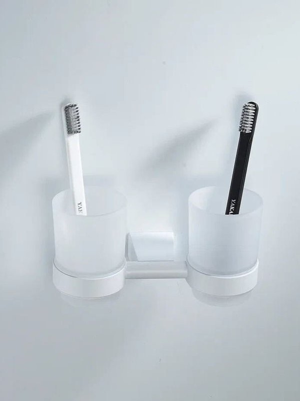 Стакан для зубных щеток / стакан для ванной комнаты двойной Shevanik SG5722C, белый