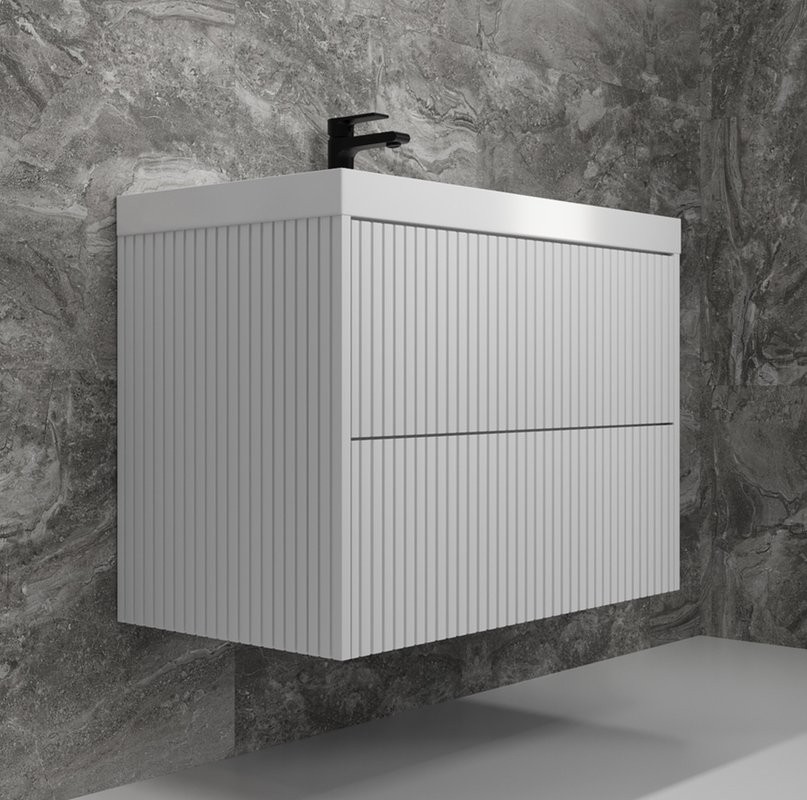 Тумба с раковиной Style Line Стокгольм 80 подвесная, белый рифленый софт