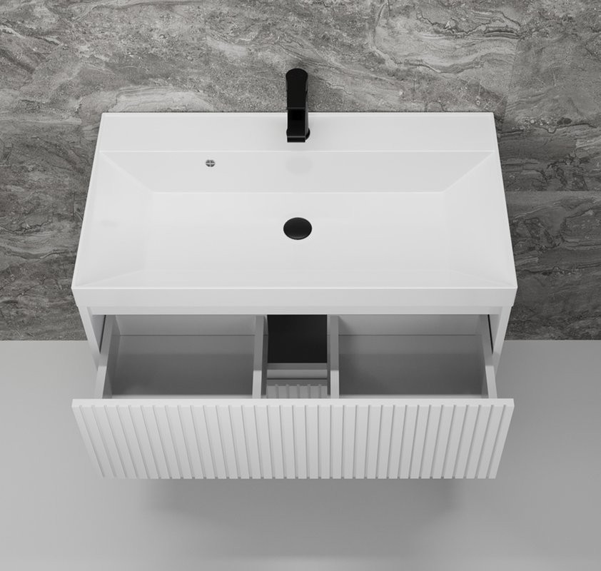 Тумба с раковиной Style Line Стокгольм 80 подвесная, белый рифленый софт