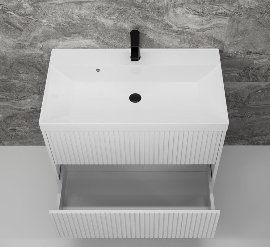 Тумба с раковиной Style Line Стокгольм 80 подвесная, белый рифленый софт