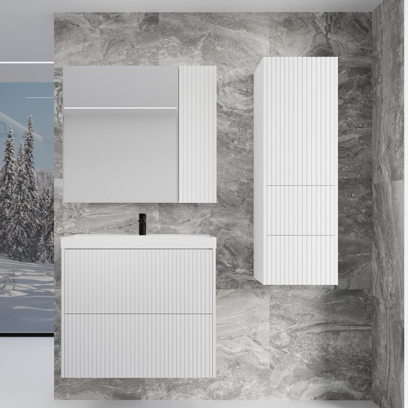 Тумба с раковиной Style Line Стокгольм 80 подвесная, белый рифленый софт