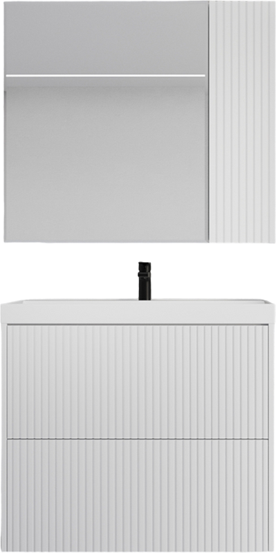 Тумба с раковиной Style Line Стокгольм 80 подвесная, белый рифленый софт