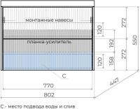Тумба с раковиной Style Line Стокгольм 80 подвесная, белый рифленый софт