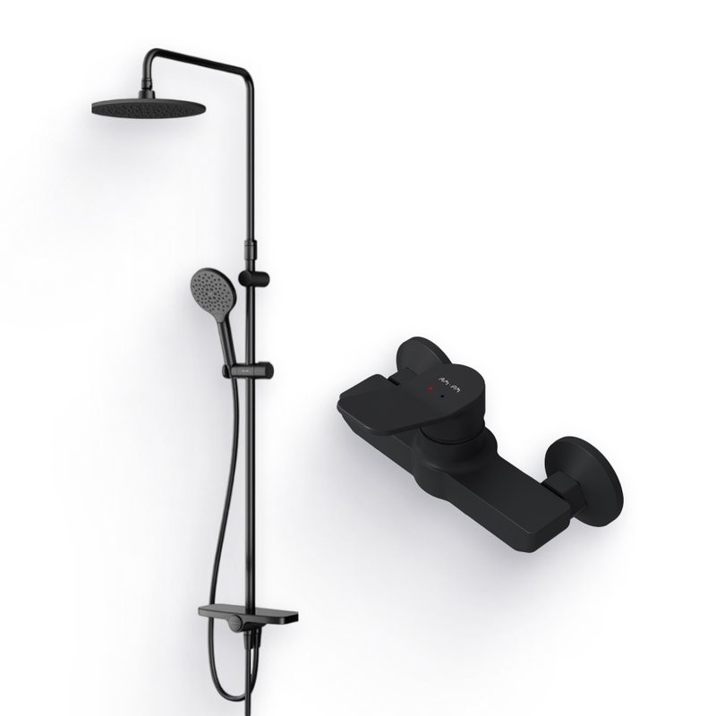 Душевой комплект Смеситель для душа AM.PM X-Joy F85A20022 + Стойка Like F0780222, черная