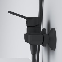 Душевой комплект Смеситель для душа AM.PM X-Joy F85A20022 + Стойка Like F0780222, черная