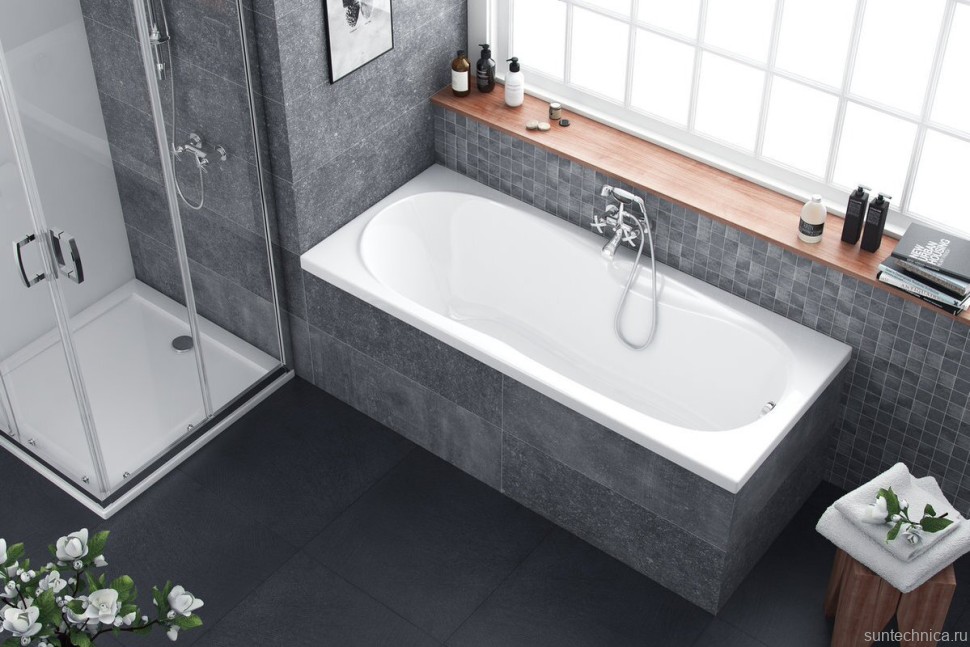 Акриловая ванна Excellent Sekwana 170x75 см, встраиваемая, белая, с каркасом