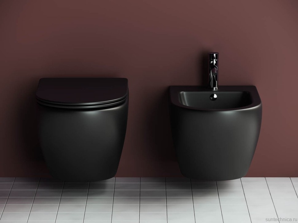 Комплект Унитаз подвесной Ceramicanova Metropol CN4002MB безободковый, с микролифтом + Инсталляция Envision CN1002M + Кнопка Flat, матовый хром