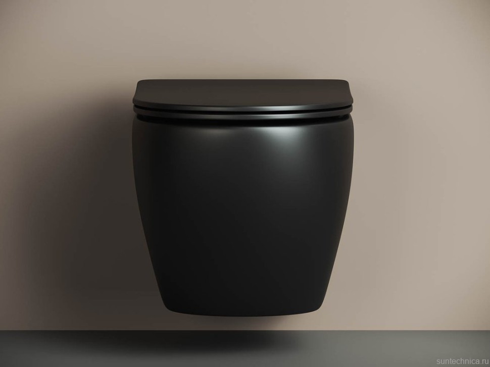 Комплект Унитаз подвесной Ceramicanova Metropol CN4002MB безободковый, с микролифтом + Инсталляция Envision CN1002M + Кнопка Flat, матовый хром