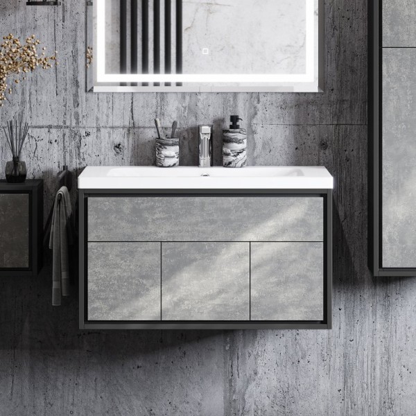 Тумба с раковиной AQUATON Уэльс 80 графит