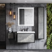 Тумба с раковиной AQUATON Уэльс 80 графит