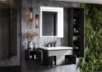 Тумба с раковиной AQUATON Уэльс 80 графит