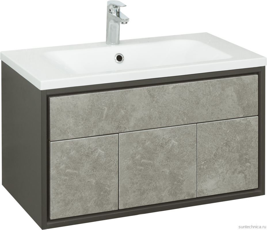 Тумба с раковиной AQUATON Уэльс 80 графит