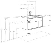 Тумба с раковиной AQUATON Уэльс 80 графит